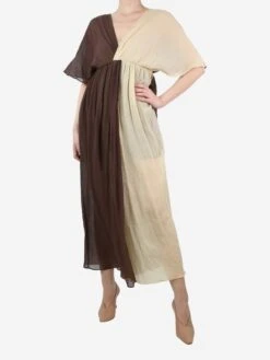 Masscob Brown And Yellow Two-tone Dress - Size M/L