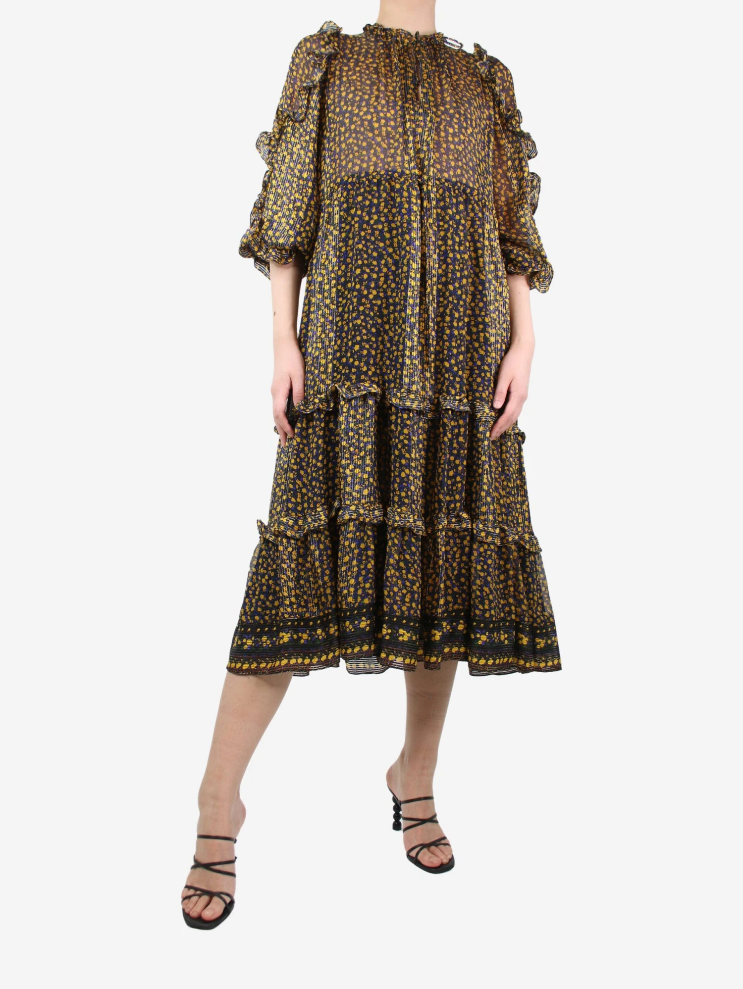 ULLA JOHNSON Multicoloured Floral Printed Dress - Size UK 10 5 ULLA JOHNSON Multicoloured Floral Printed Dress - Size UK 10 - Image 3