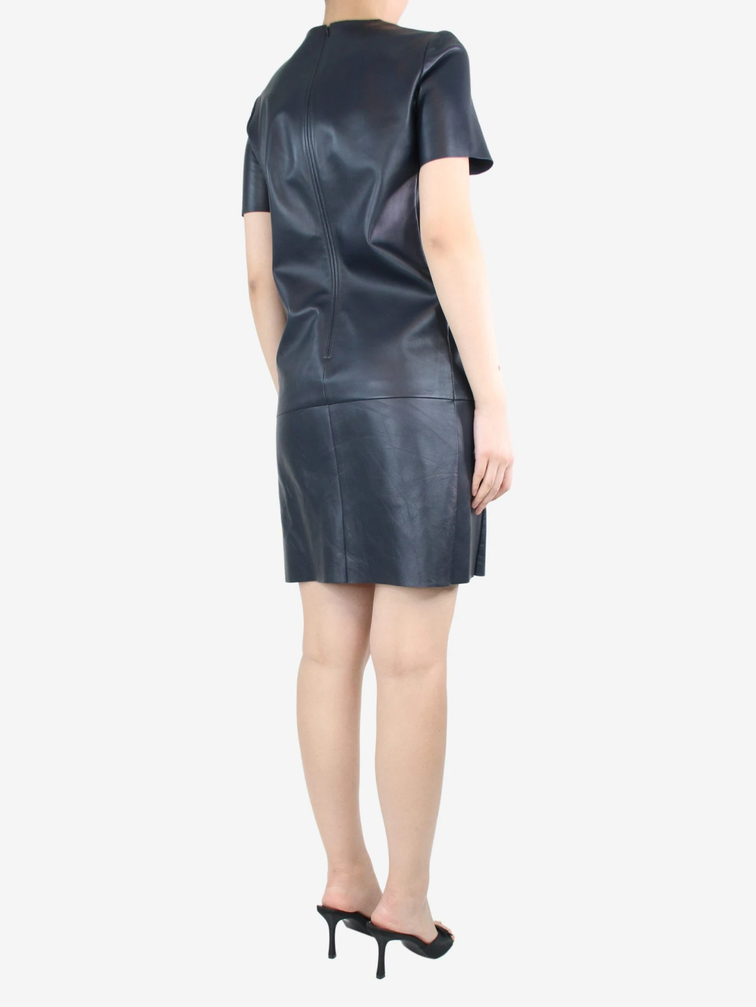 Celine Blue Short-sleeved Leather Dress - Size UK 12 4 Celine Blue Short-sleeved Leather Dress - Size UK 12 - Image 2