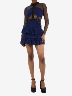 SELF PORTRAIT Blue And Black Embroidered Mini Dress - Size UK 8 -The Dress Suite IMG 6573 45188e78 8cbc 4942 b128 ca8b585b055a