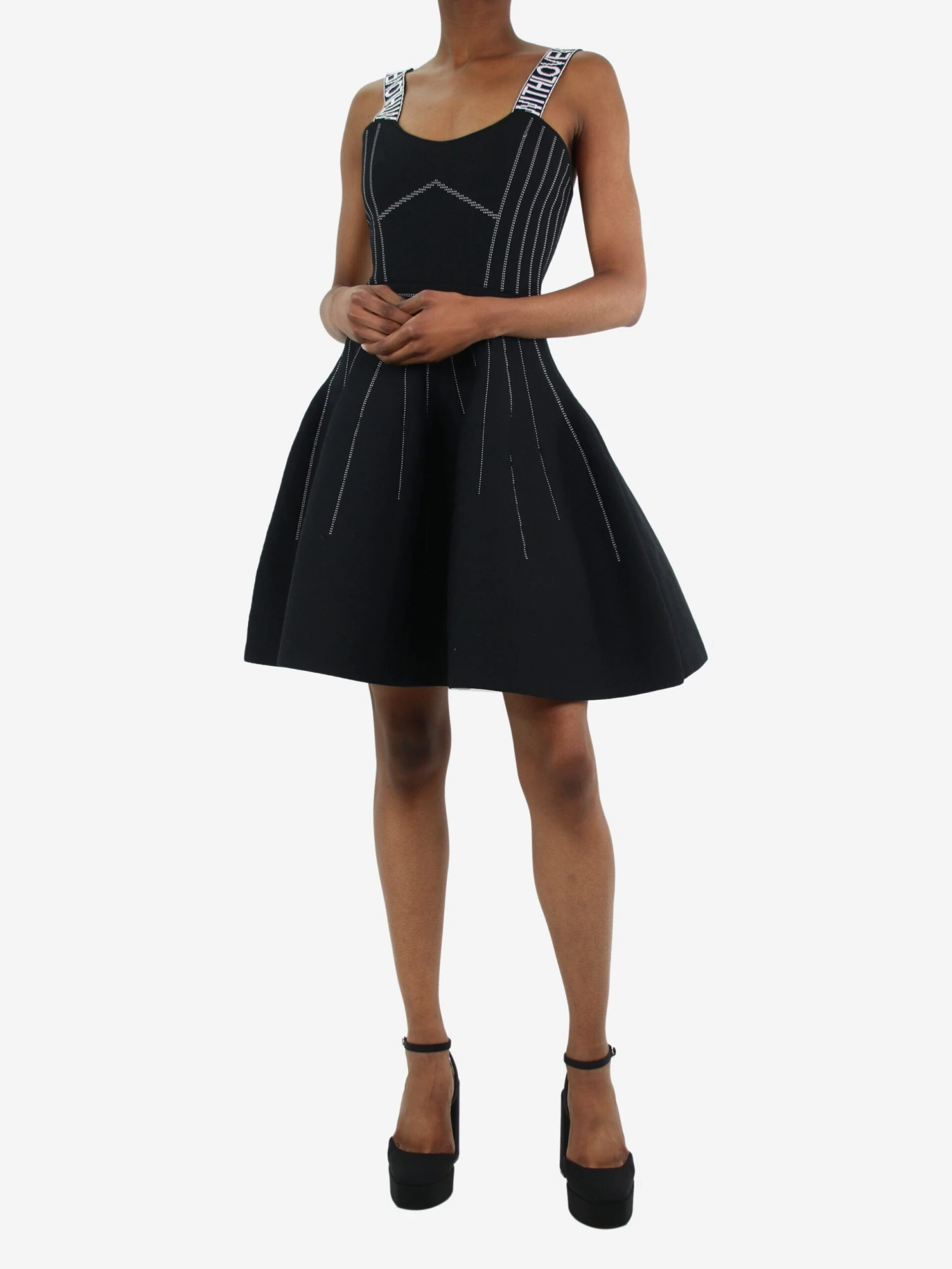 Maje Black Relief Reversible Skater Dress - Size UK 8 3 Maje Black Relief Reversible Skater Dress - Size UK 8