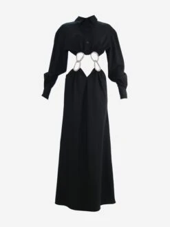 Black Crystal-embellished Cutout Wool Maxi Dress - Size XS -The Dress Suite IMG 6619