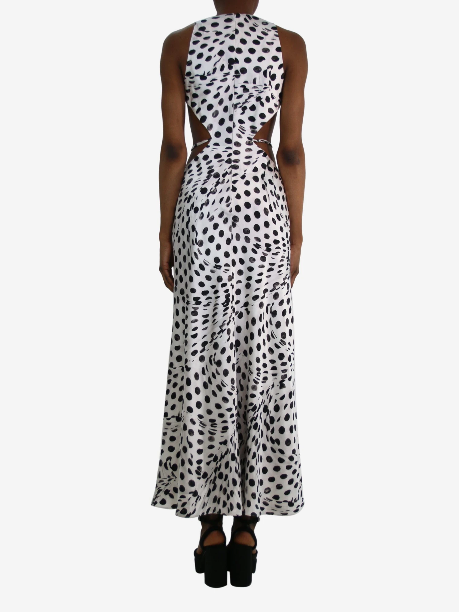 White Sleeveless Cutout Polka Dot Dress - Size US 2 4 White Sleeveless Cutout Polka Dot Dress - Size US 2 - Image 2