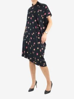 Junya Watanabe Black Floral Asymmetric Midi Shirt Dress - Size UK 10 -The Dress Suite IMG 6924 f8797ba2 6159 4f08 811b 5eb9437b1572