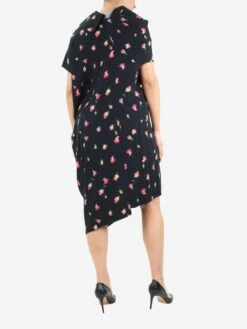 Junya Watanabe Black Floral Asymmetric Midi Shirt Dress - Size UK 10 -The Dress Suite IMG 6925 51047ef7 7141 4c66 a99f b611900707f5
