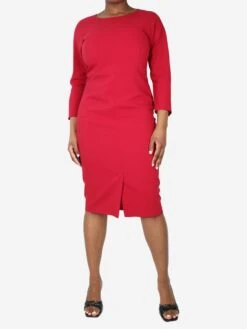 Max Mara Red Fitted Midi Dress - Size