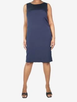 AKRIS Blue Sleeveless Midi Dress - Size UK 16