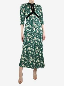 RIXO Green Petra Printed Crêpe Midi Dress - Size S