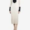 By Malene Birger Cream Ribbed Collared Midi Dress - Size M