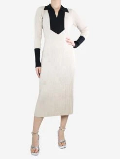 By Malene Birger Cream Ribbed Collared Midi Dress - Size M 7 By Malene Birger Cream Ribbed Collared Midi Dress - Size M -The Dress Suite IMG 7175 35be929a 1c64 41f7 b86c cc350267827d