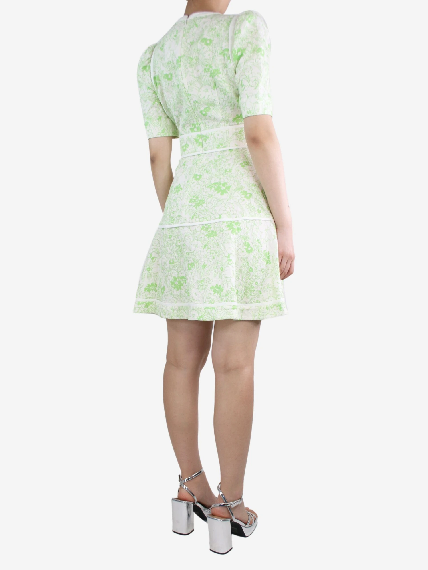 ME+EM Green And Cream Floral Printed Dress - Size UK 8 4 ME+EM Green And Cream Floral Printed Dress - Size UK 8 - Image 2