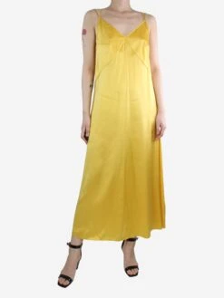 FORTE_FORTE Yellow Sleeveless Silk Midi Dress - Size UK 10