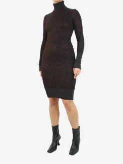 Salvatore Ferragamo Brown Metallic Knitted Dress - Size XS -The Dress Suite IMG 7241 bf4c6e38 740f 41ff 8f83 43fdfcab390e