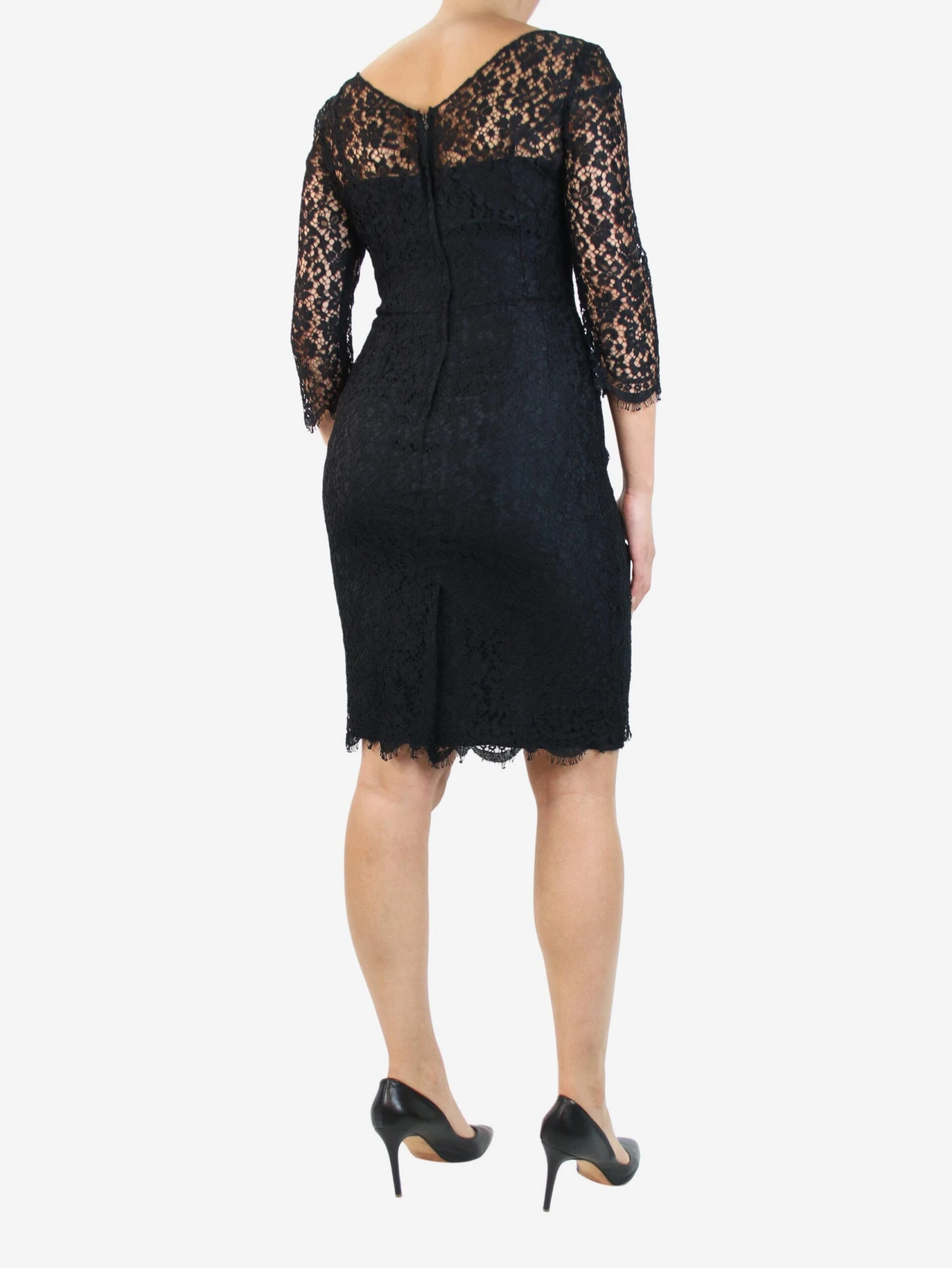 Dolce & Gabbana Black 3/4 Sleeve Lace Midi Dress - Size UK 10 4 Dolce & Gabbana Black 3/4 Sleeve Lace Midi Dress - Size UK 10 - Image 2