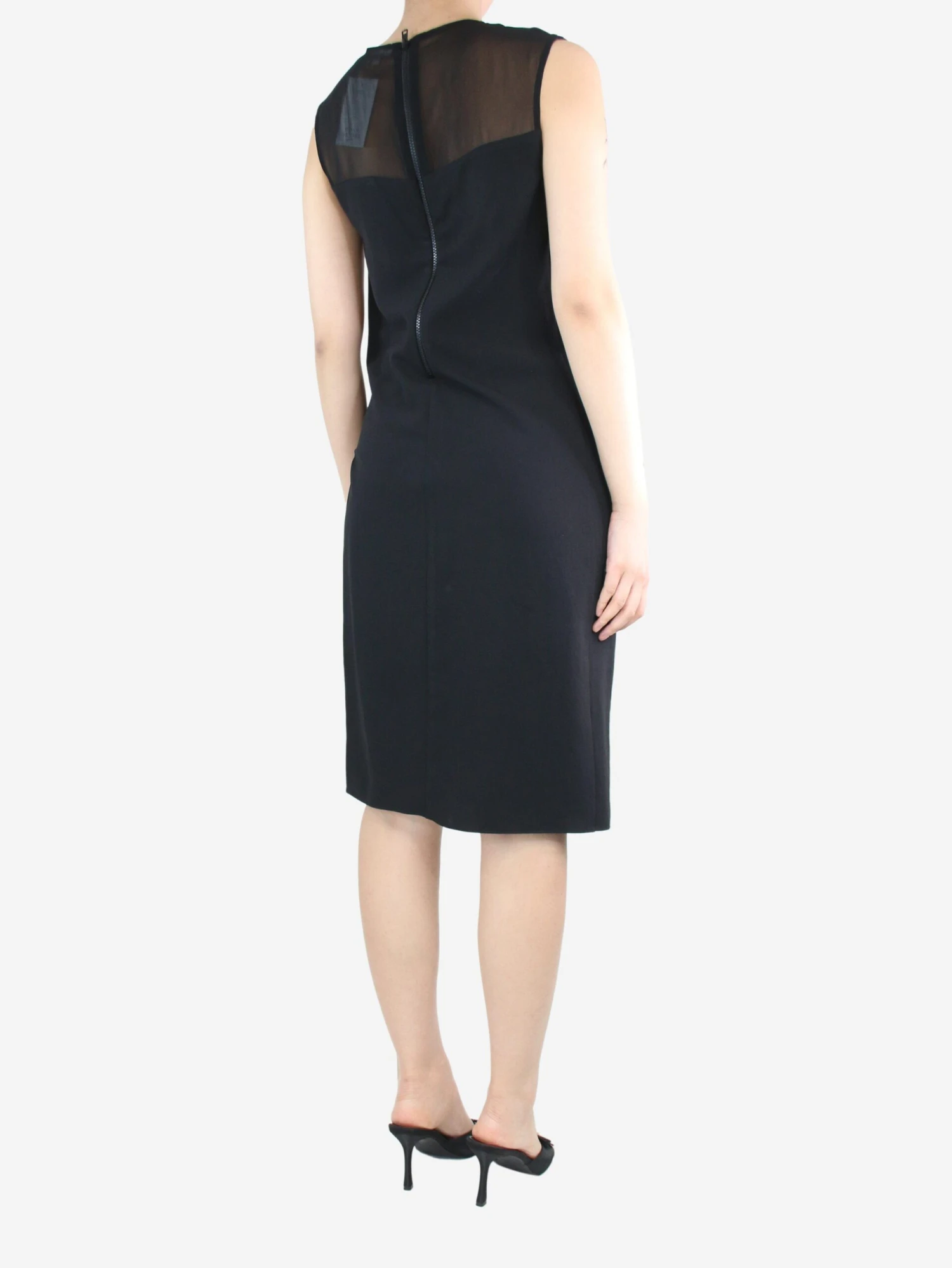 Helmut Lang Black Sleeveless Gathered Midi Dress - Size UK 12 4 Helmut Lang Black Sleeveless Gathered Midi Dress - Size UK 12 - Image 2