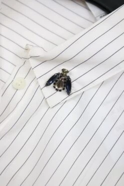 Christian Dior White Pinstriped Ruffled Dress - Size UK 10 -The Dress Suite IMG 7326