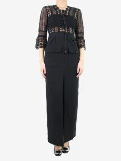 SELF PORTRAIT Black Broderie-anglaise Pocket Dress - Size UK 10