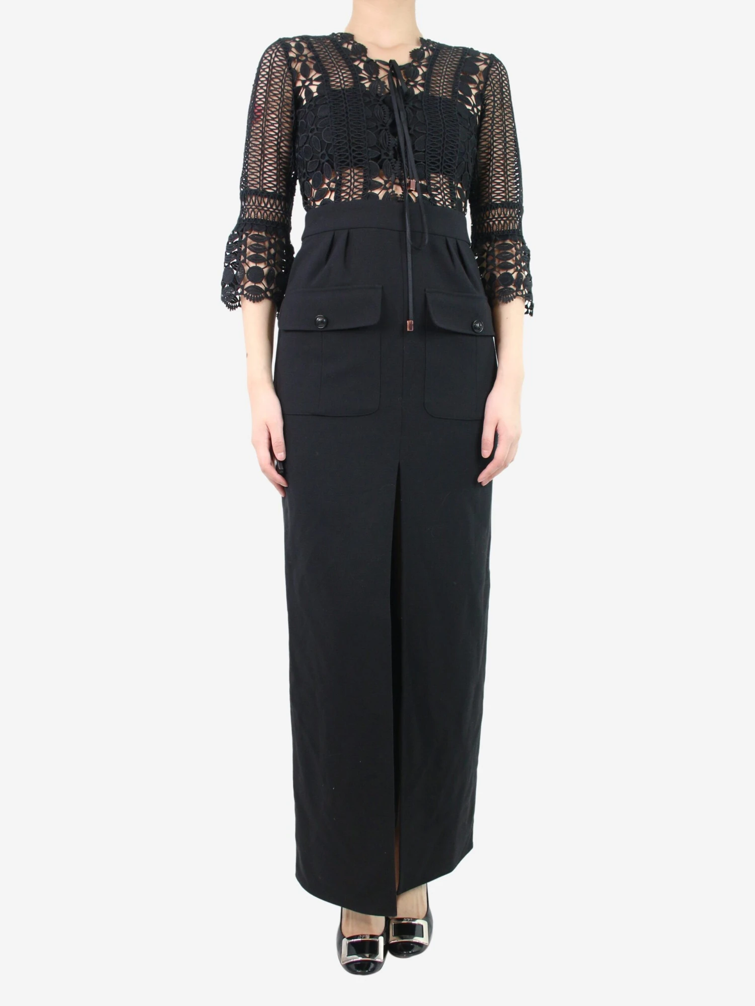 SELF PORTRAIT Black Broderie-anglaise Pocket Dress - Size UK 10 3 SELF PORTRAIT Black Broderie-anglaise Pocket Dress - Size UK 10