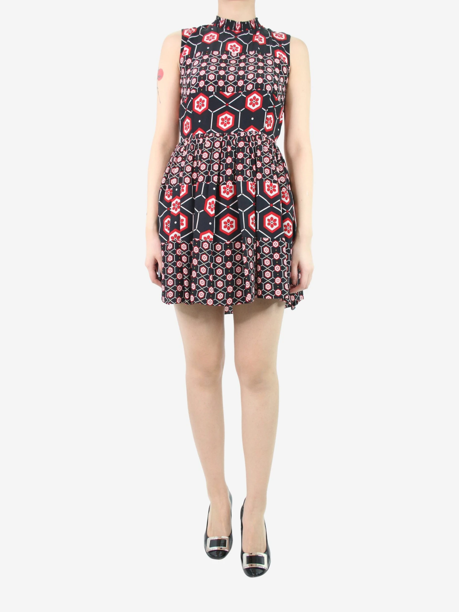 Sandro Black Sleeveless Printed Dress - Size UK 10 3 Sandro Black Sleeveless Printed Dress - Size UK 10