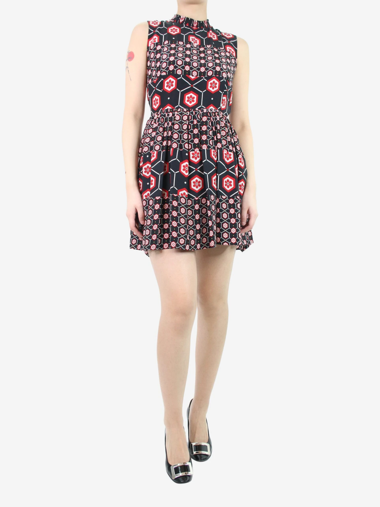 Sandro Black Sleeveless Printed Dress - Size UK 10 5 Sandro Black Sleeveless Printed Dress - Size UK 10 - Image 3