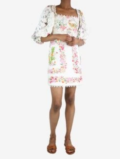 Farm Rio White Puff-sleeved Embroidered Floral Dress - Size XS -The Dress Suite IMG 7411 dbd19739 ce95 4c9c ae03 4191c8706335