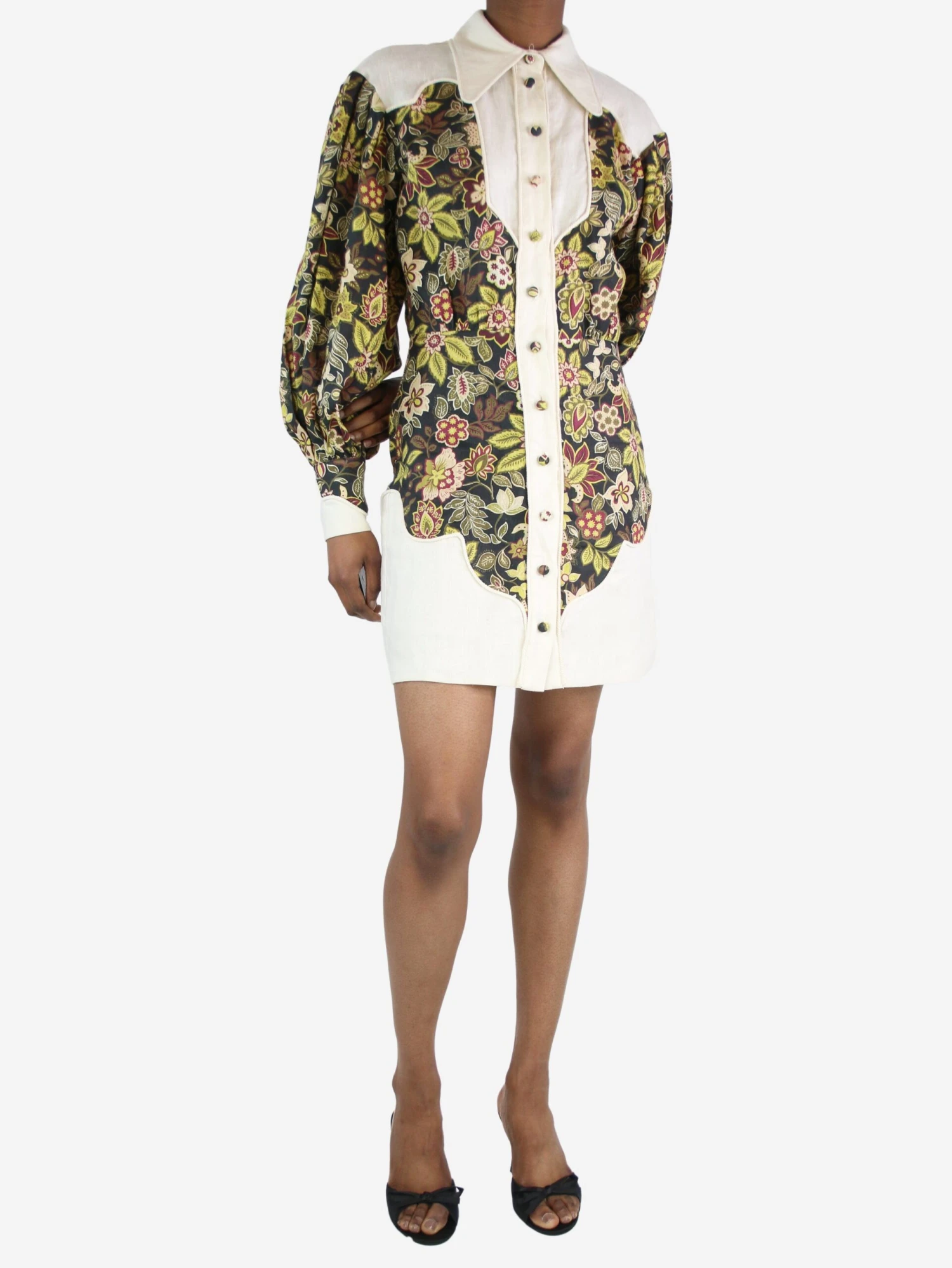 Multicolour Floral Shirt Dress - Size UK 6 5 Multicolour Floral Shirt Dress - Size UK 6 - Image 3