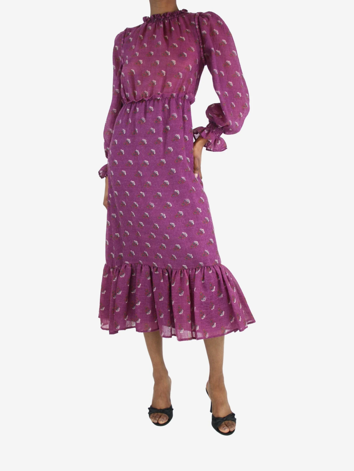Purple Printed Midi Dress - Size UK 4 5 Purple Printed Midi Dress - Size UK 4 - Image 3