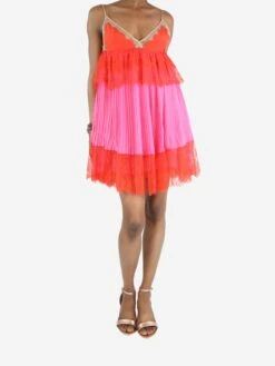 Emilio Pucci Red Lace-trimmed Mini Slip Dress - Size UK 6