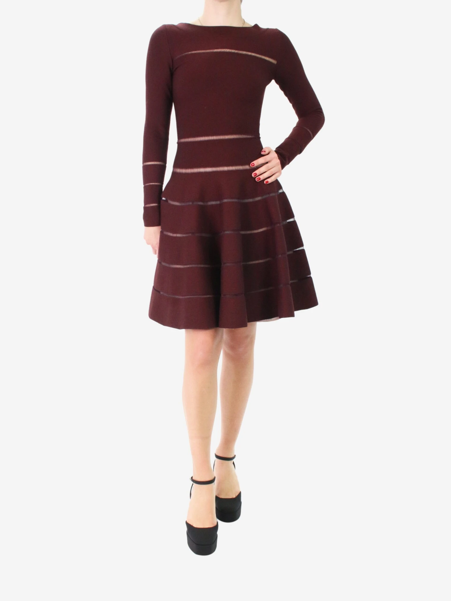 ALAIA Maroon Wool-blend Dress - Size UK 10 3 ALAIA Maroon Wool-blend Dress - Size UK 10