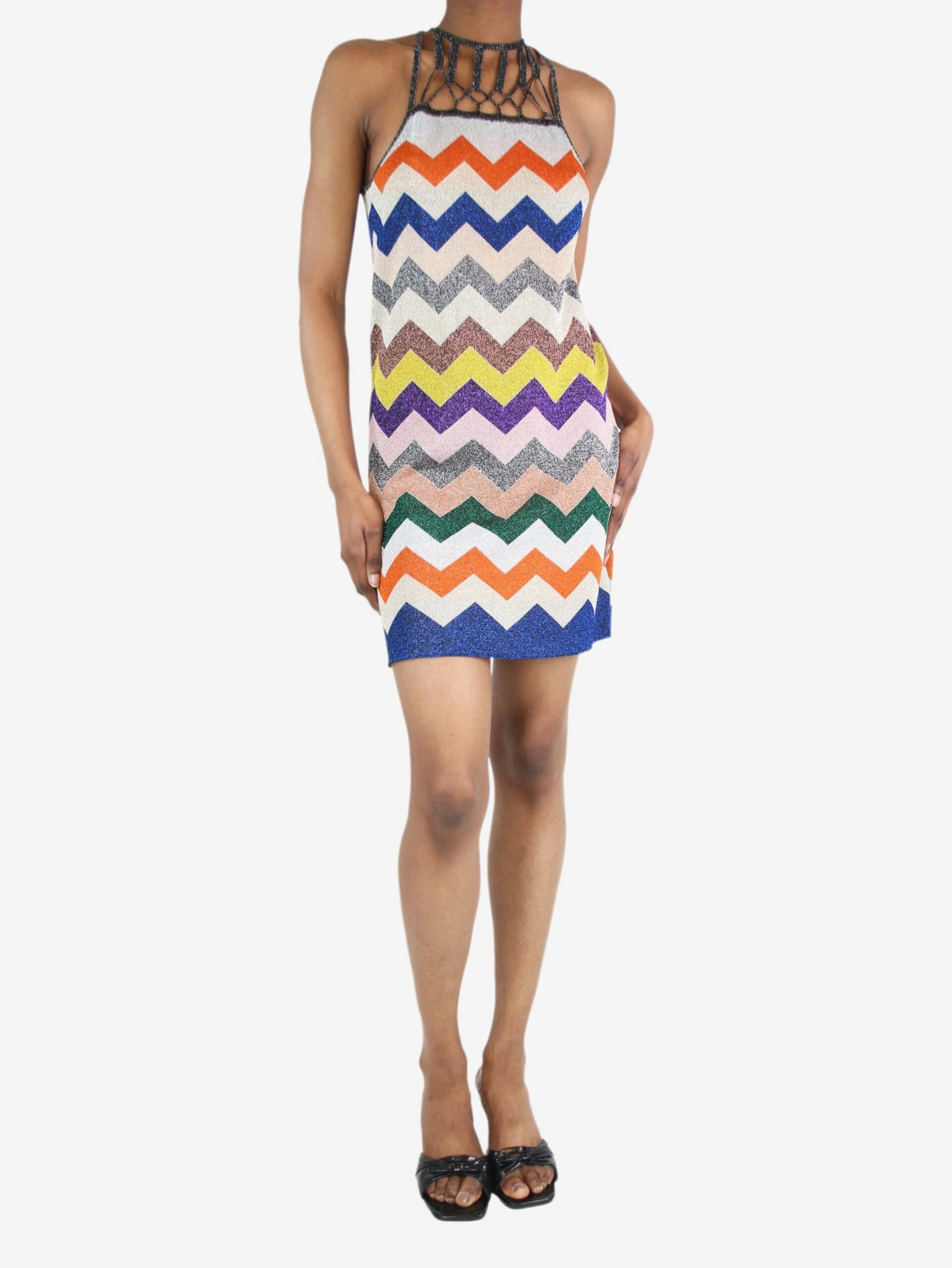 Missoni Multicolour Lurex Zig-zag Dress - Size UK 6 5 Missoni Multicolour Lurex Zig-zag Dress - Size UK 6 - Image 3