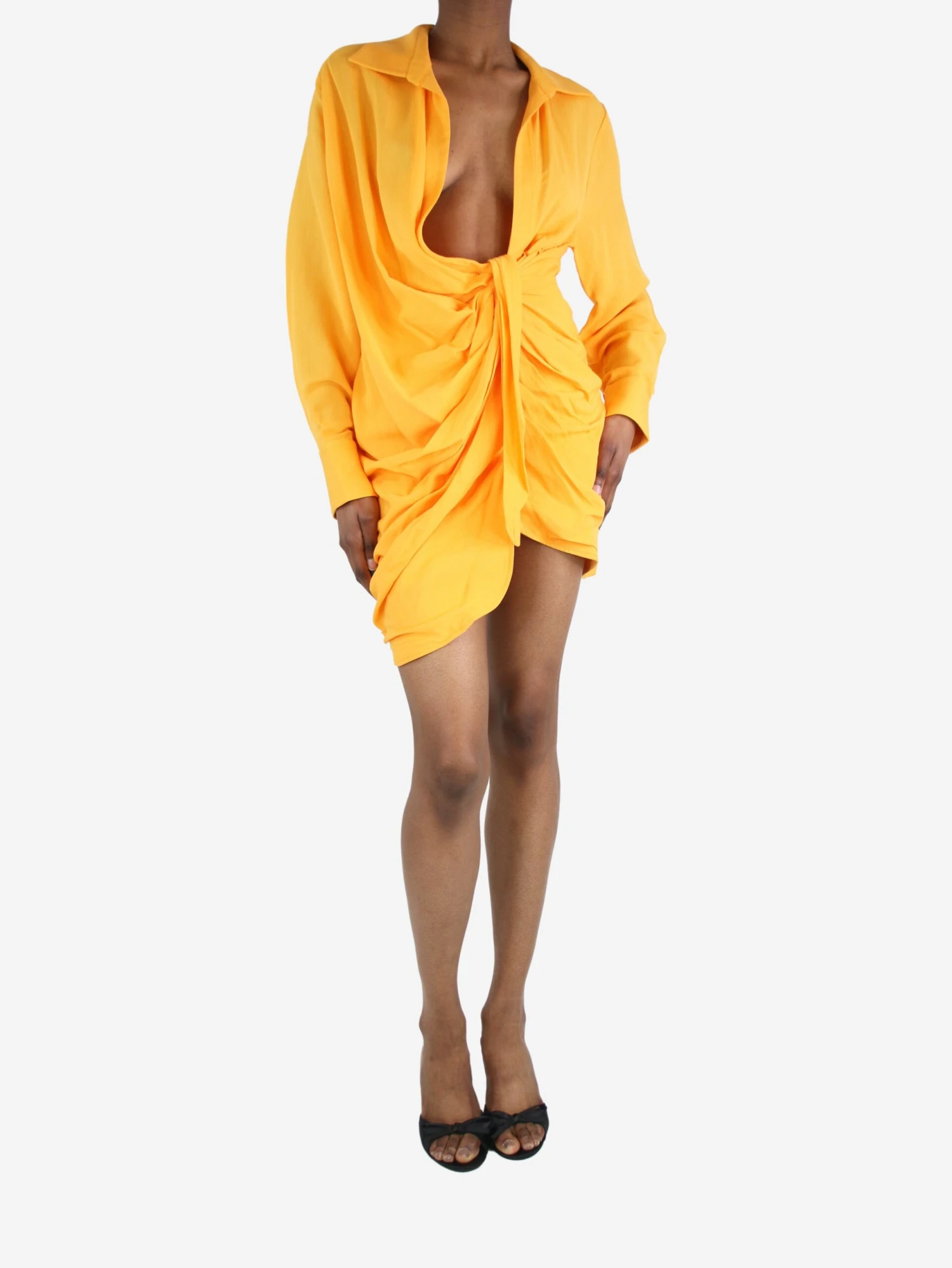 Jacquemus Orange Gathered Shirt Dress - Size UK 6 3 Jacquemus Orange Gathered Shirt Dress - Size UK 6