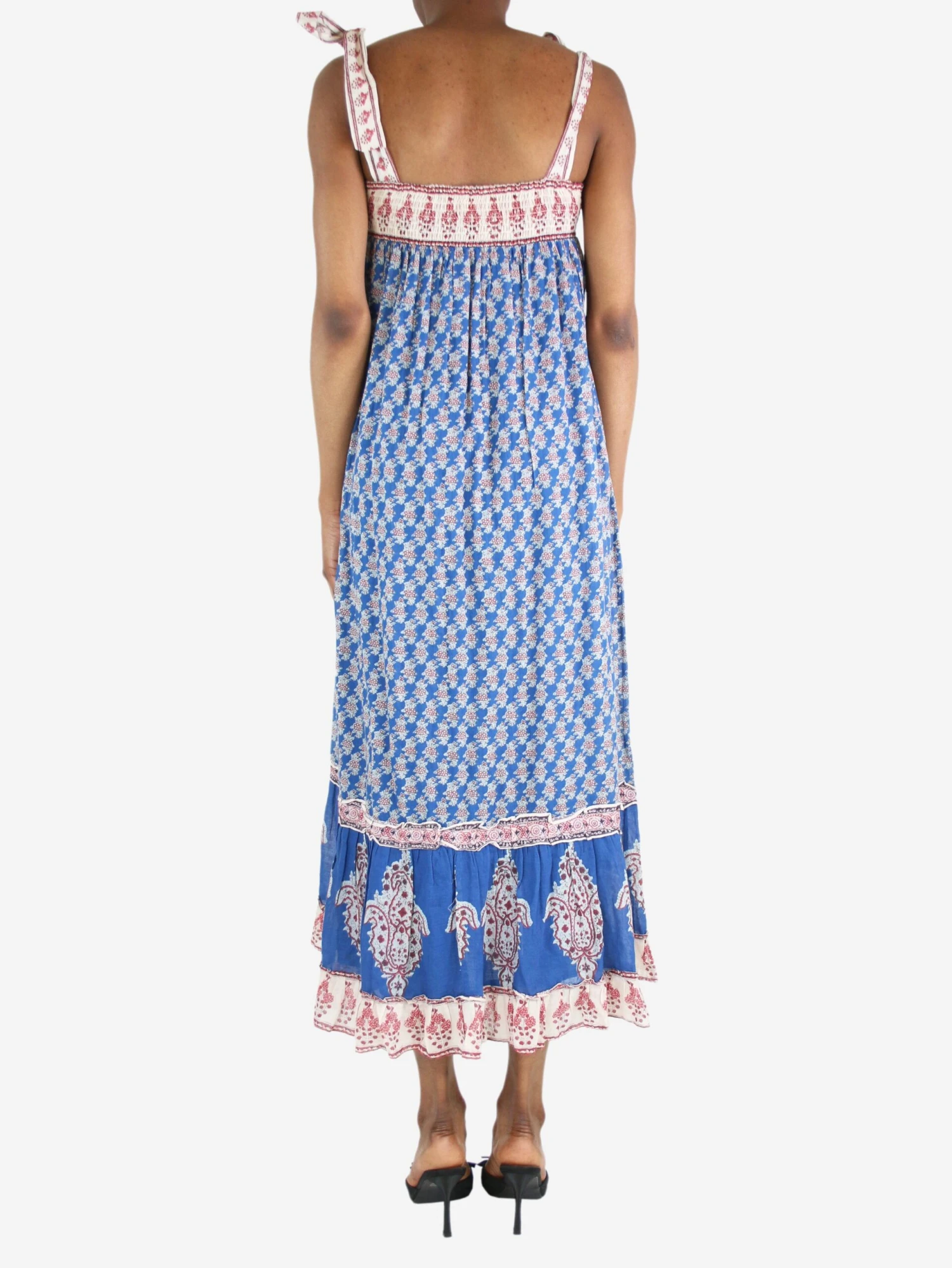 Blue Sleeveless Floral-printed Midi Dress - Size XS 4 Blue Sleeveless Floral-printed Midi Dress - Size XS - Image 2