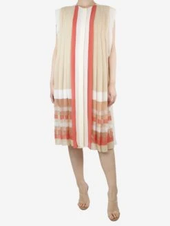 Chloé Beige Sleeveless Pleated Dress - Size UK 8