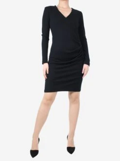 Joseph Black Draped V-neck Dress - Size UK 12 -The Dress Suite IMG 7559 ce95333d 418f 4ab5 99d5 773b3c997434