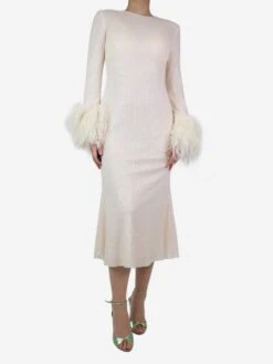 SELF PORTRAIT Cream Feather-trimmed Sequined Dress - Size UK 10 9 SELF PORTRAIT Cream Feather-trimmed Sequined Dress - Size UK 10 -The Dress Suite IMG 7635 565f3c44 781a 4ace a44c d367b2513c16