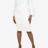 Cream Flare-sleeved Midi Dress - Size -The Dress Suite IMG 7844