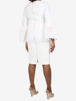Cream Flare-sleeved Midi Dress - Size -The Dress Suite IMG 7846