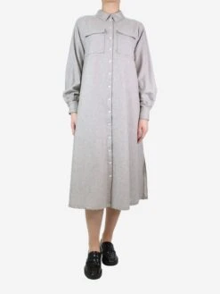 Grey Midi Flannel Shirt Dress -The Dress Suite IMG 7847