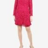 Valentino Magenta Floral Lace Ruffled Dress - Size UK 10