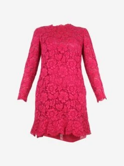Valentino Magenta Floral Lace Ruffled Dress - Size UK 10 -The Dress Suite IMG 7921 f01cc13d ef95 4117 9d9a e288d9ce9e6b