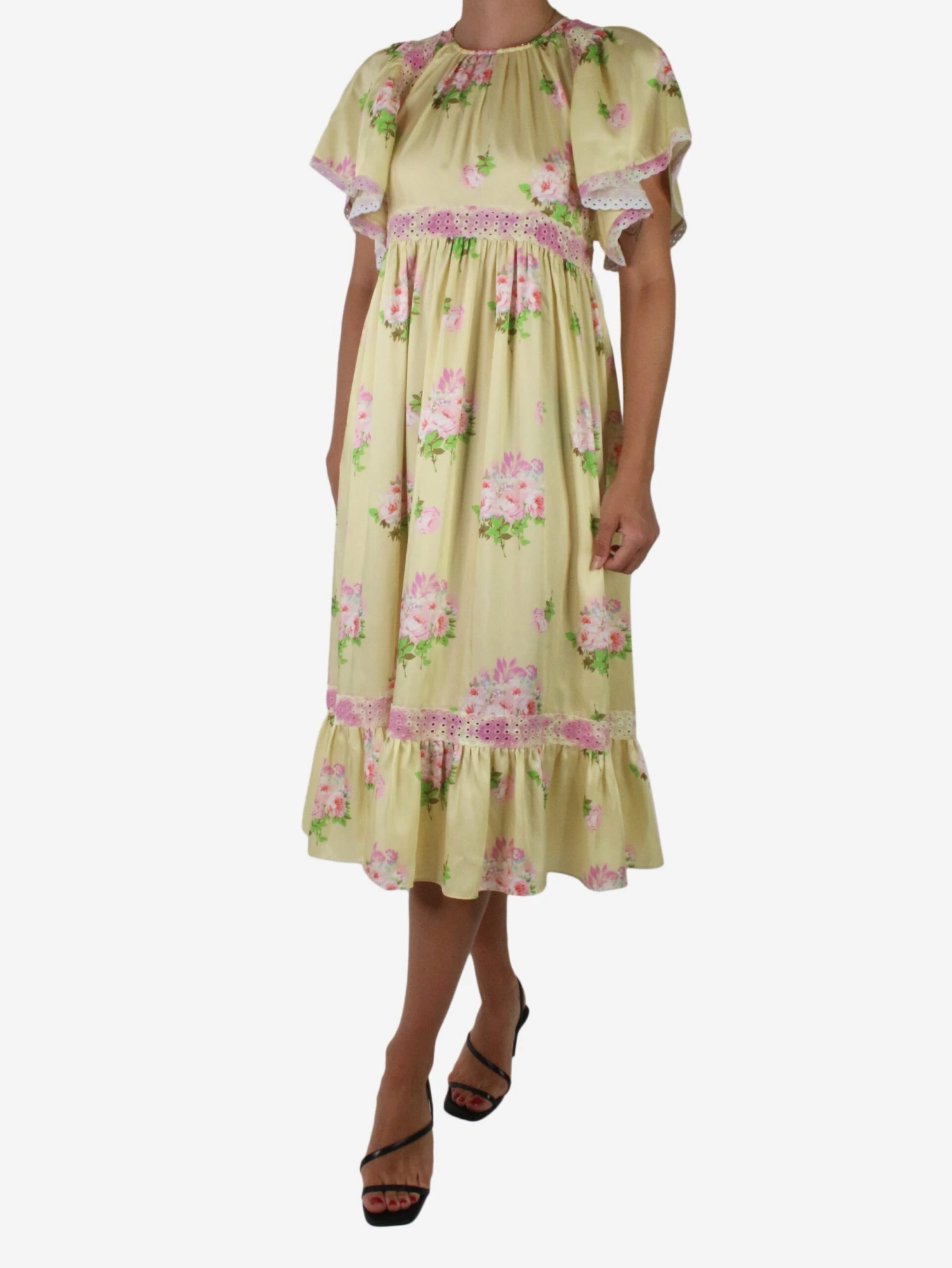 MANOUSH Yellow Floral Midi Dress - Size FR 38 3 MANOUSH Yellow Floral Midi Dress - Size FR 38