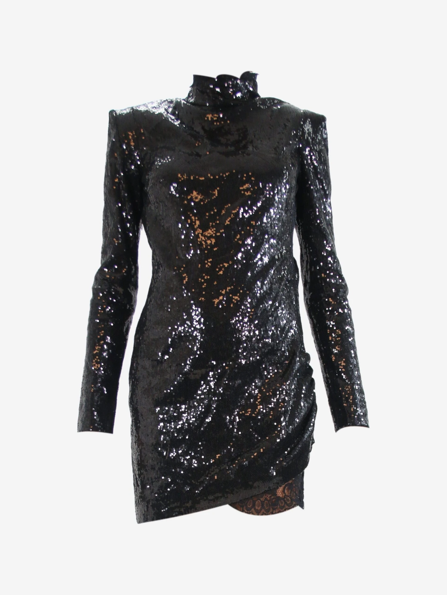 Black Sequin Lace-trimmed Dress - Size UK 10 6 Black Sequin Lace-trimmed Dress - Size UK 10 - Image 4
