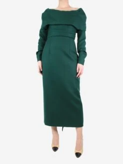 Dark Green Off-shoulder Dress - Size UK 8