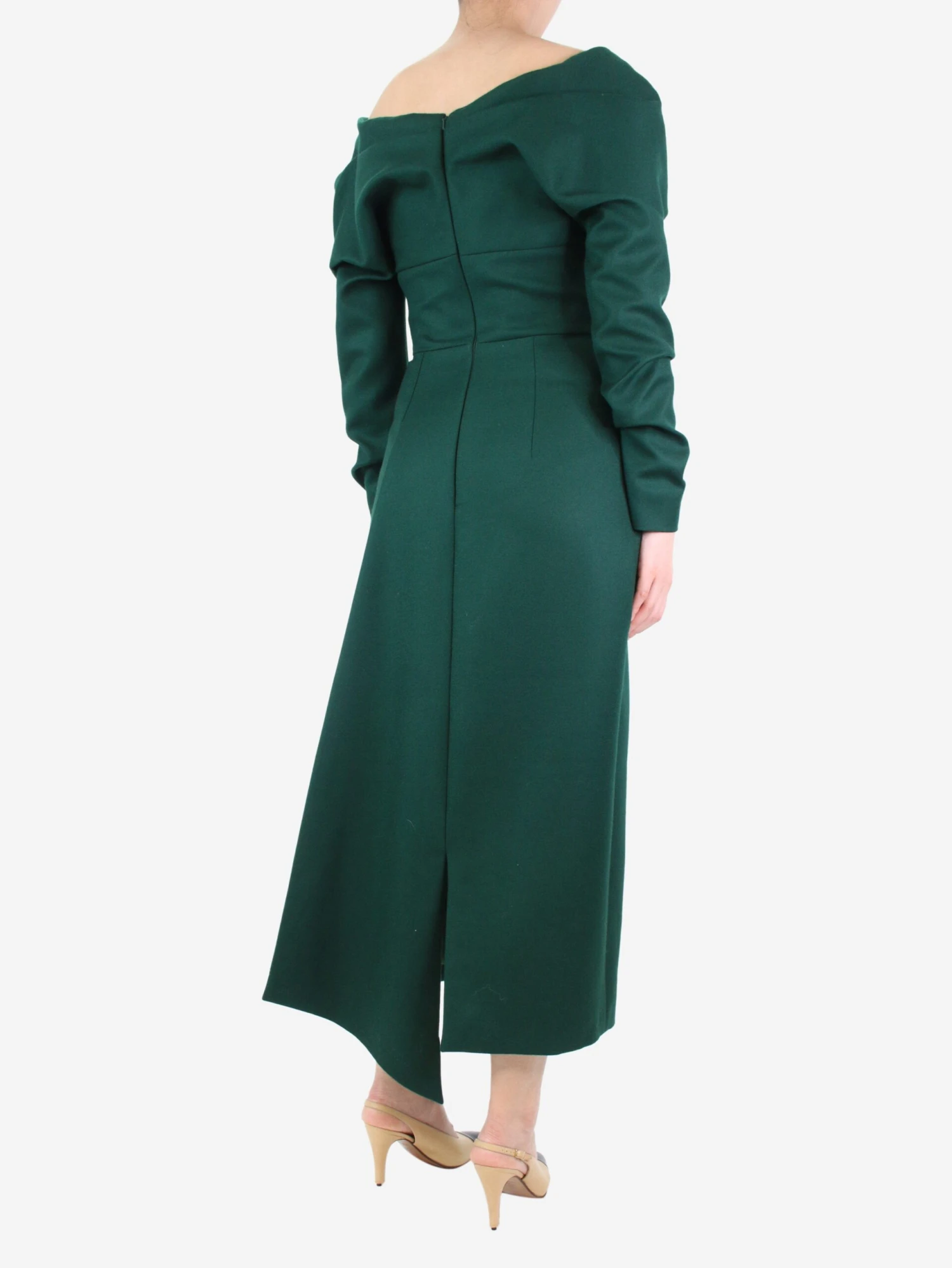 Dark Green Off-shoulder Dress - Size UK 8 4 Dark Green Off-shoulder Dress - Size UK 8 - Image 2