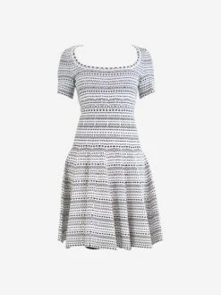 ALAIA White Short-sleeved Patterned Knit Dress - Size UK 10 10 ALAIA White Short-sleeved Patterned Knit Dress - Size UK 10 -The Dress Suite IMG 8027 011039fe ecb7 43f4 b80a b7eb0ff032ca