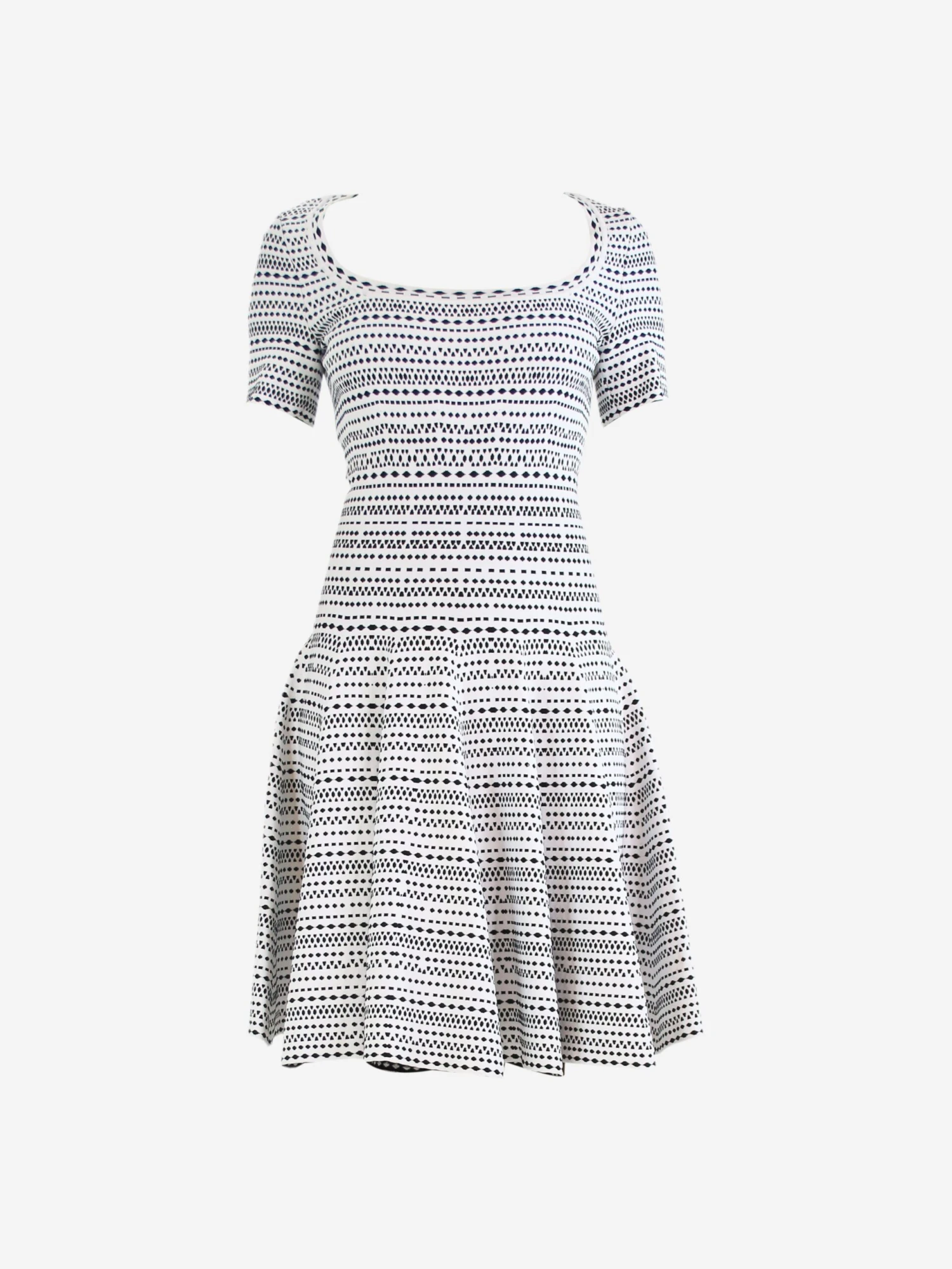ALAIA White Short-sleeved Patterned Knit Dress - Size UK 10 6 ALAIA White Short-sleeved Patterned Knit Dress - Size UK 10 - Image 4