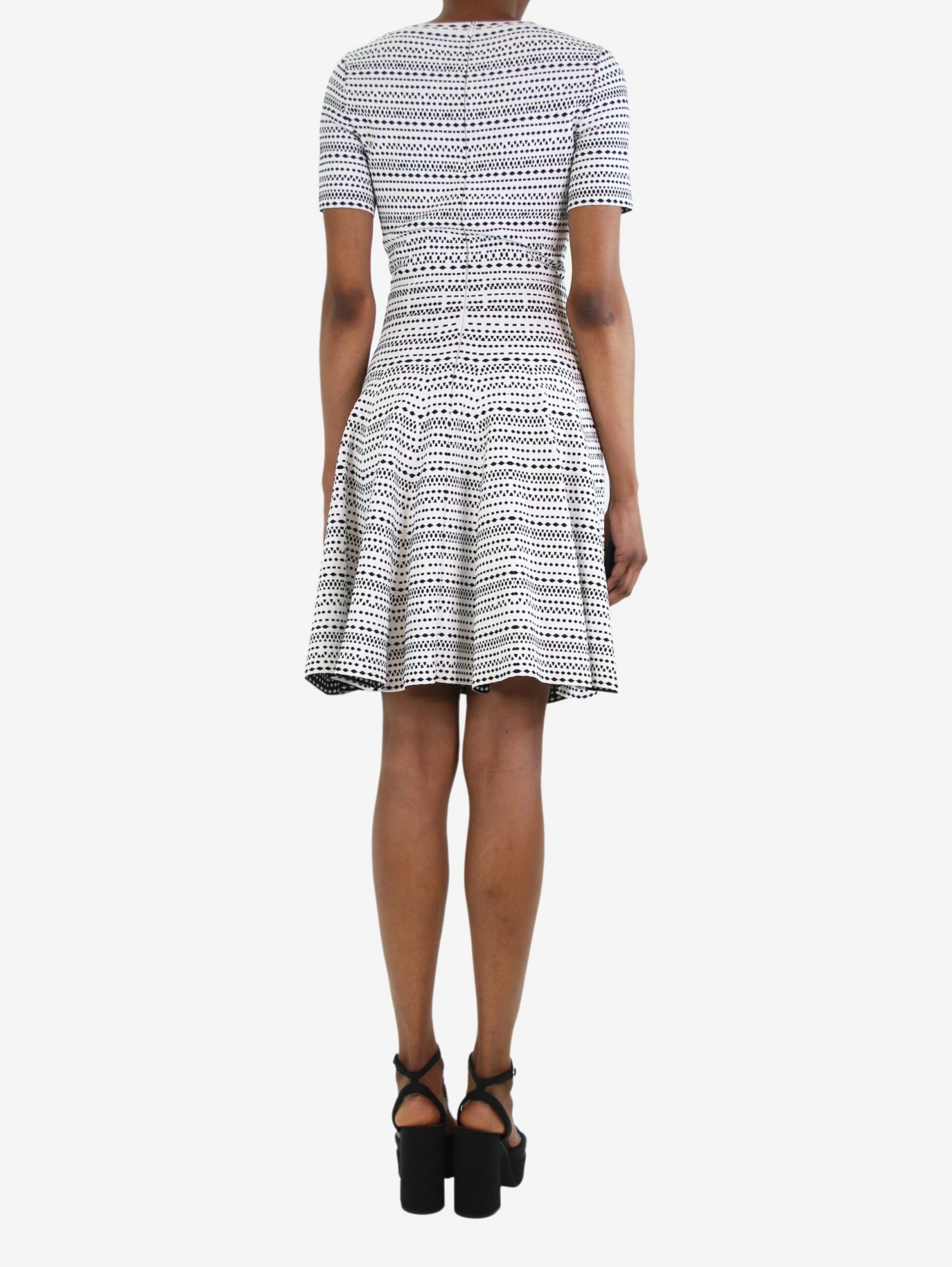 ALAIA White Short-sleeved Patterned Knit Dress - Size UK 10 4 ALAIA White Short-sleeved Patterned Knit Dress - Size UK 10 - Image 2