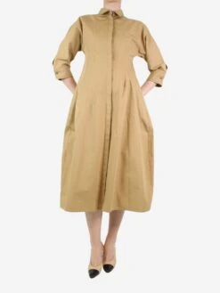 Jil Sander Neutral Buttoned Midi Dress - Size UK 8