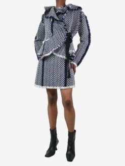 The Dress Suite 44 Lanvin Blue Fringe Patterned Jacket And Dress - Size UK 10