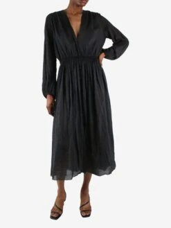 FORTE_FORTE Black Long-sleeved V-neckline Sheer Midi Dress - Size UK 6 7 FORTE_FORTE Black Long-sleeved V-neckline Sheer Midi Dress - Size UK 6 -The Dress Suite IMG 8279 5309f864 f6db 435e be25 44ffe00f8a68